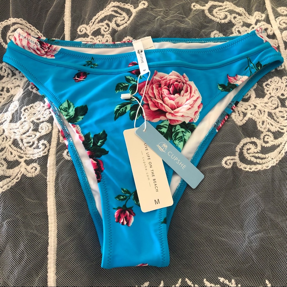 NEW Cupshe midrise floral Bikini BOTTOM ONLY sz M